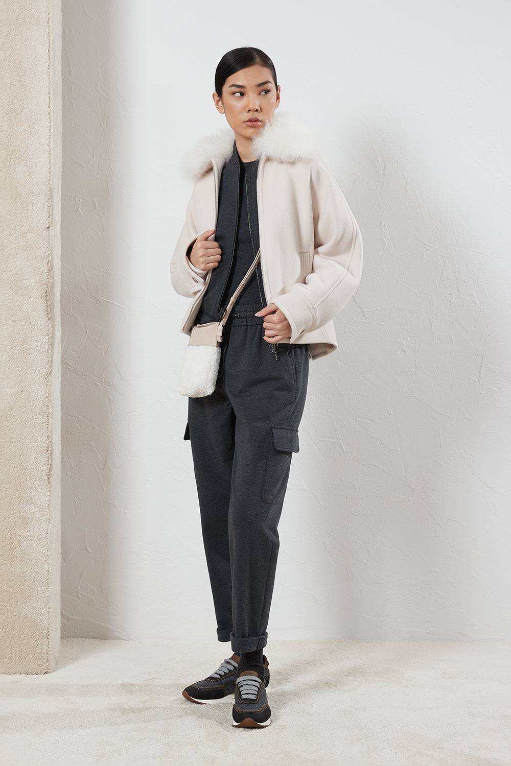 Peserico Felpa di cotone stretch smerigliata con Punto Luce Sottocosto