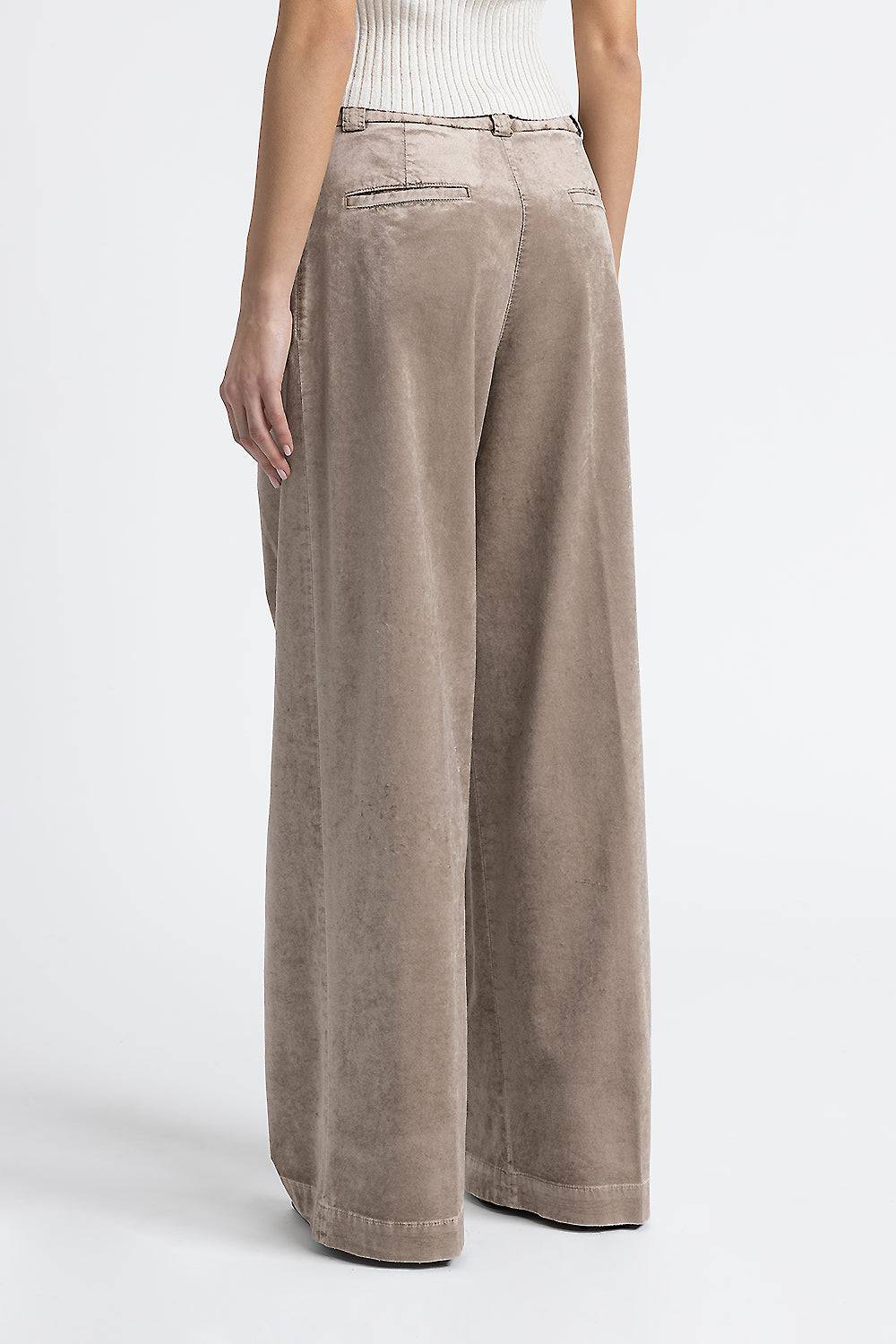 Peserico Pantalone palazzo con pince in velluto a coste In Vendita