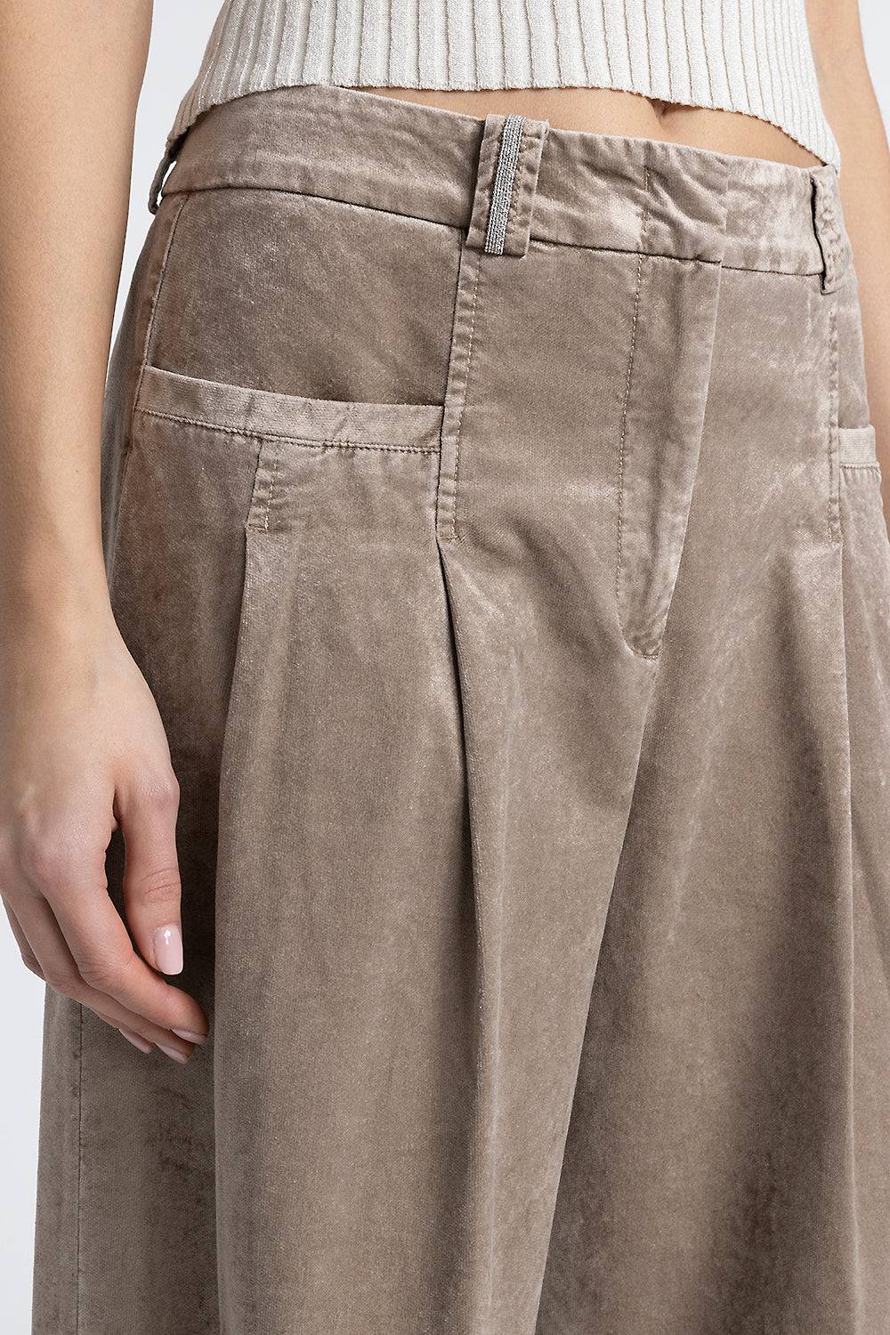 Peserico Pantalone palazzo con pince in velluto a coste In Vendita