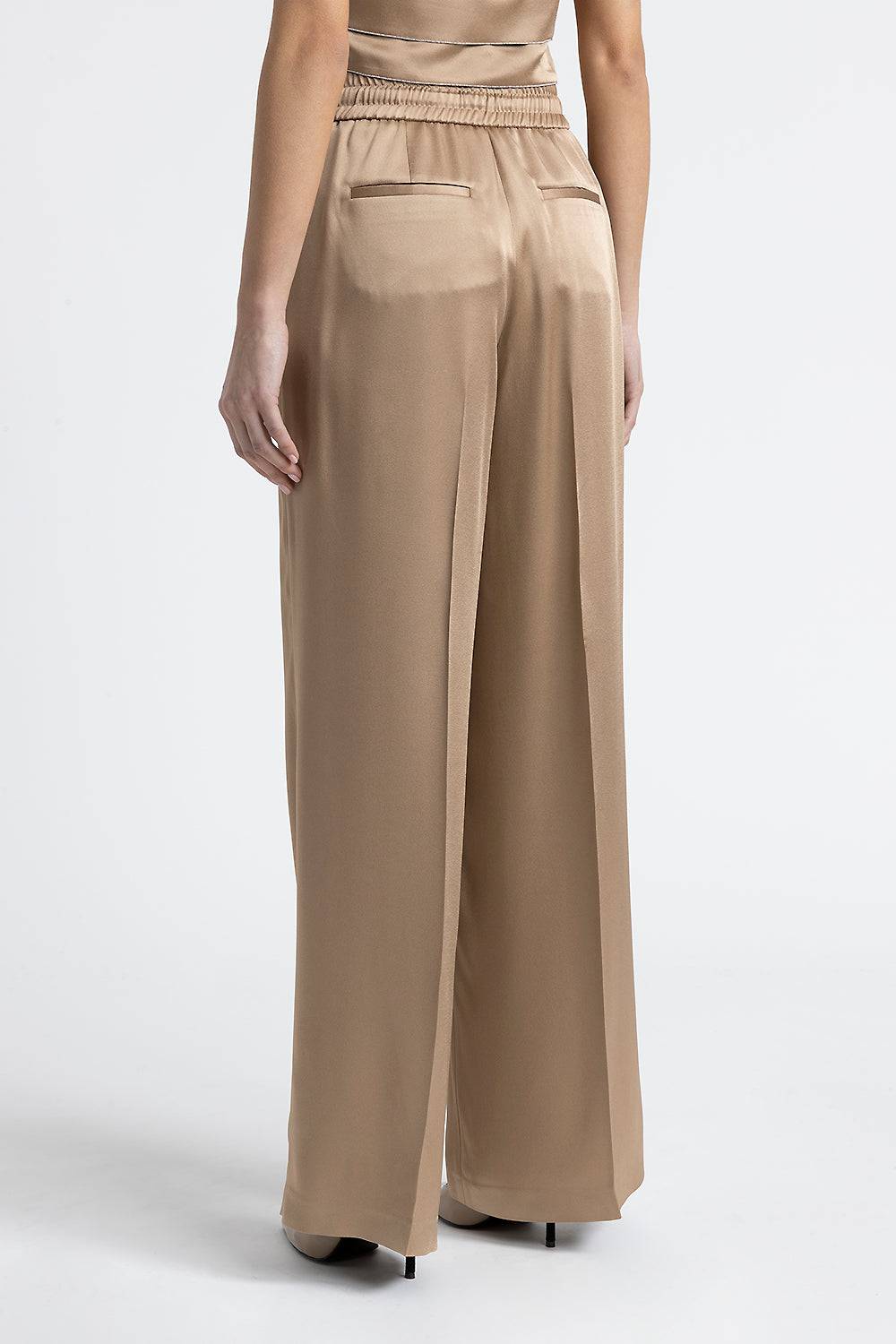 Peserico Pantalone palazzo satinato con Punto Luce Offerte