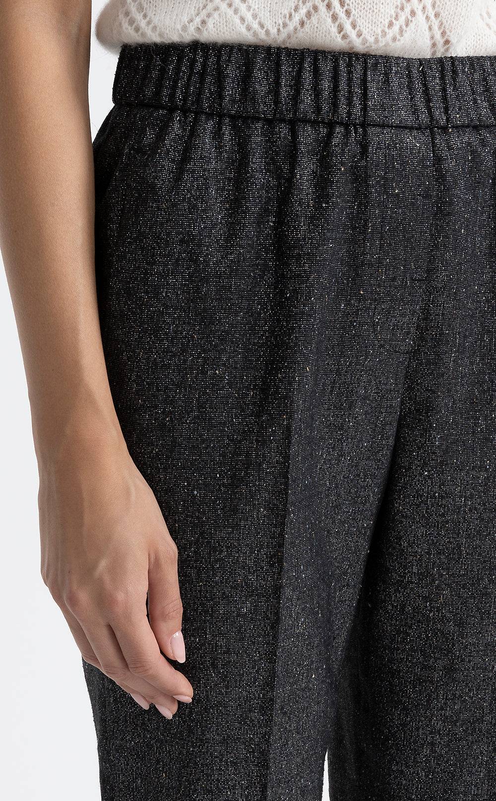 Peserico Pantalone carrot con elastico in tweed lurex Italy