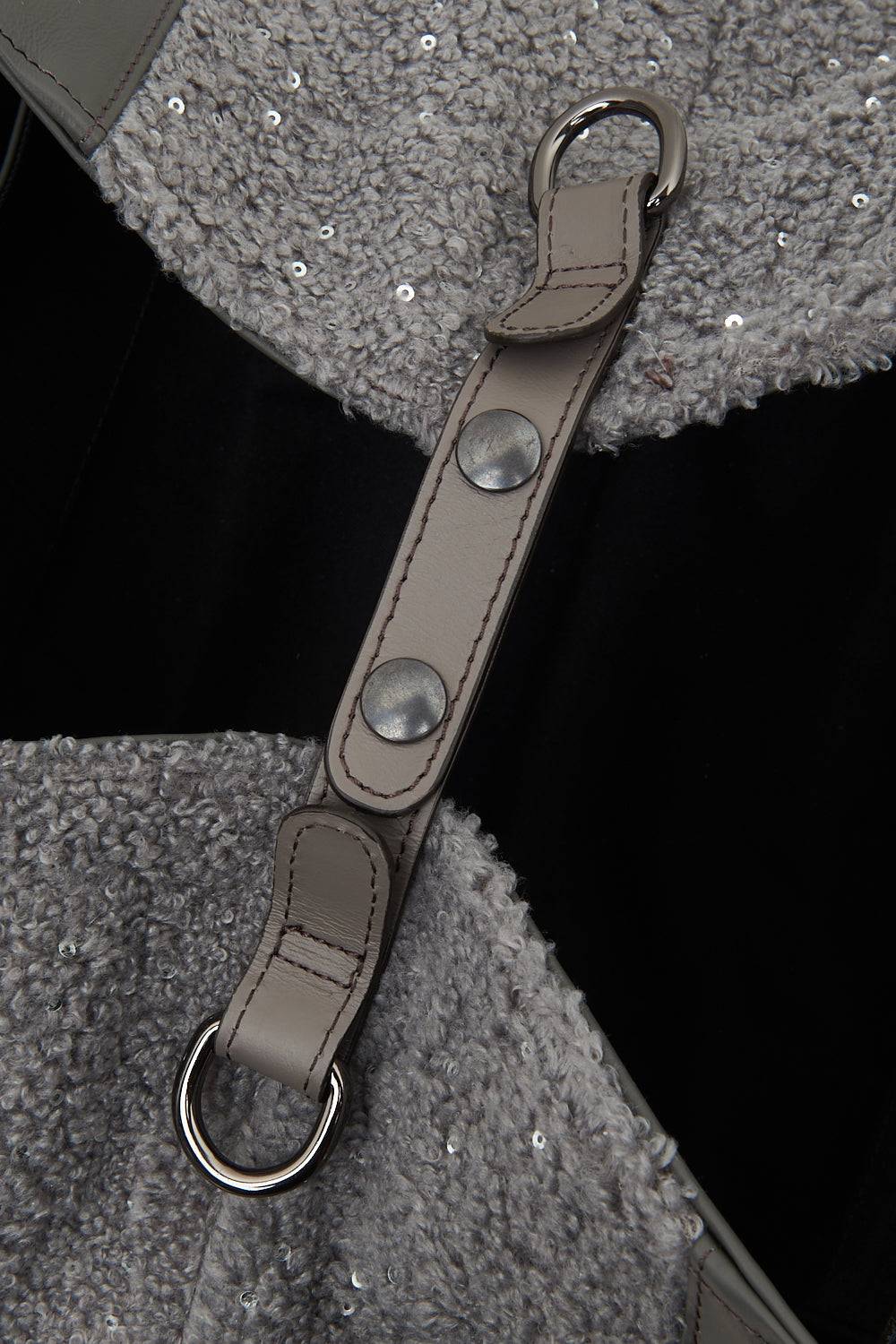 Peserico Borsa shopping in eco-pelliccia con paillettes e Punto Luce Consegna Veloce
