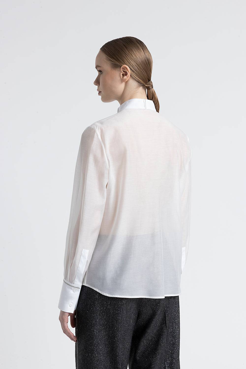 Peserico Camicia in cotone e seta con collo a smoking Shopping Online