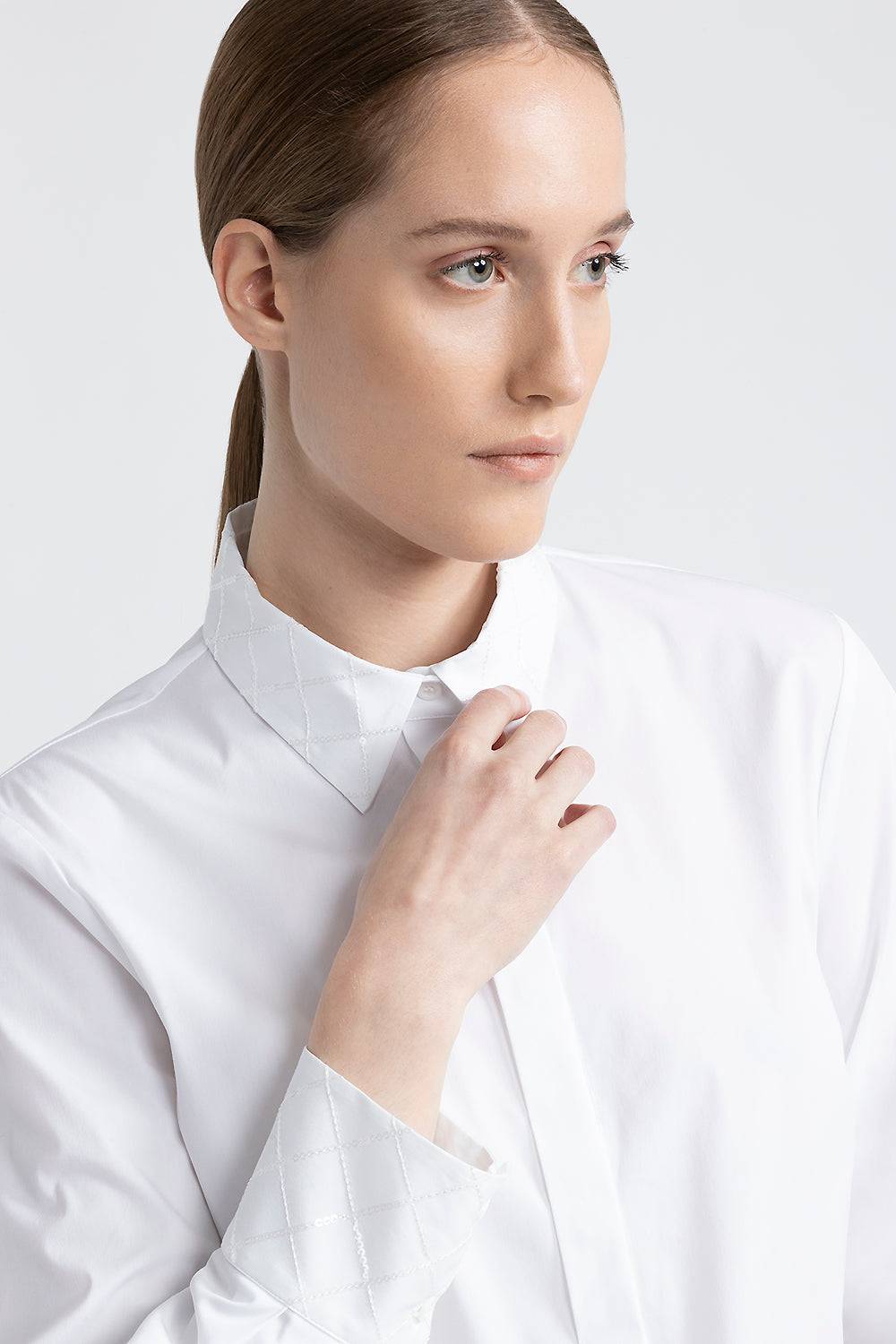 Peserico Camicia in popeline di cotone con paillettes Sottocosto