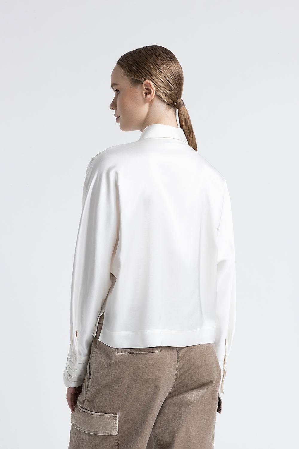 Peserico Camicia in raso di viscosa over e crop Novità