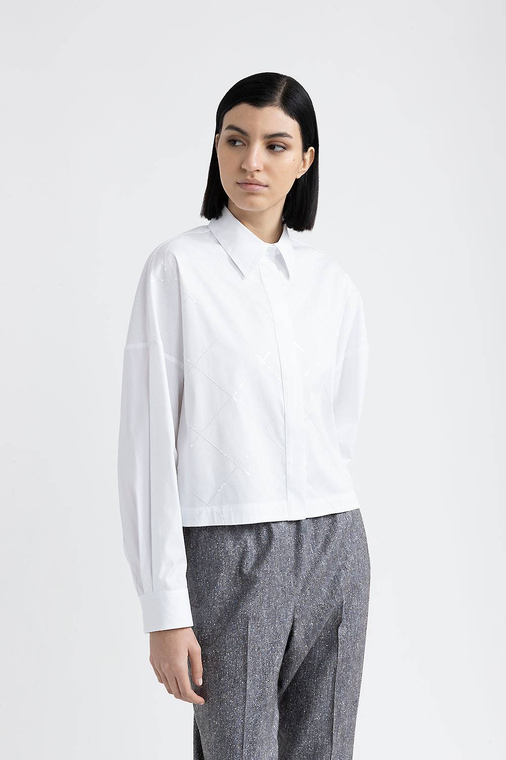 Peserico Camicia crop con paillettes Sconto