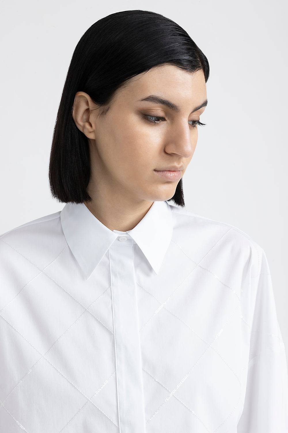 Peserico Camicia crop con paillettes Sconto