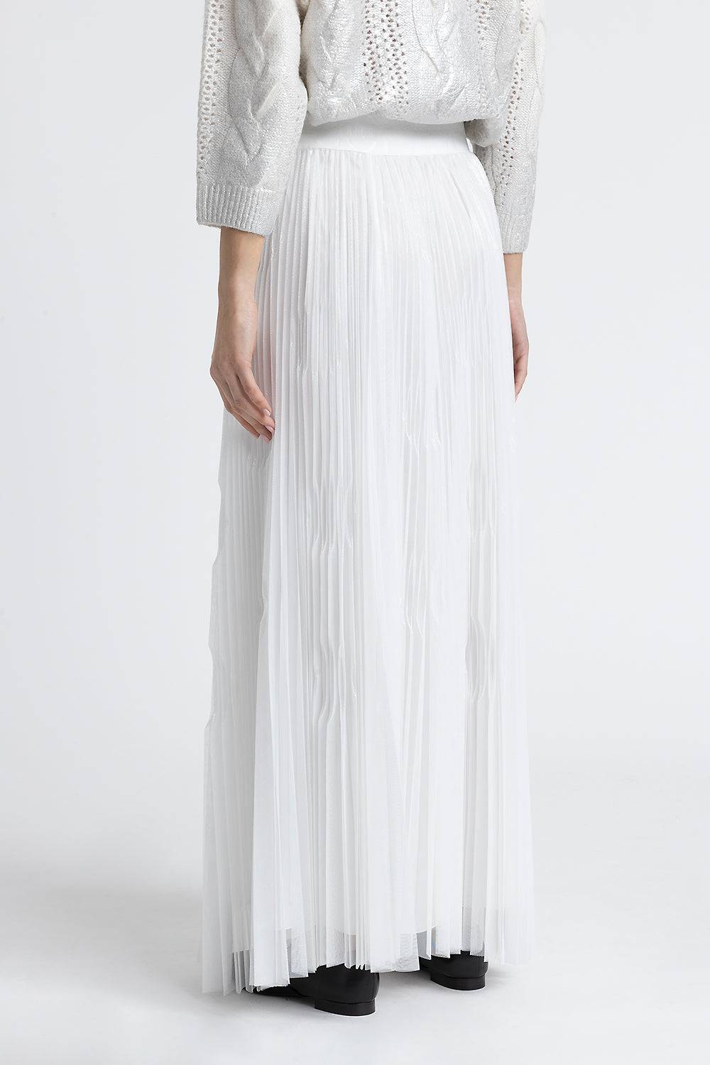 Peserico Gonna lunga in plissé soleil di tulle laminato Moda