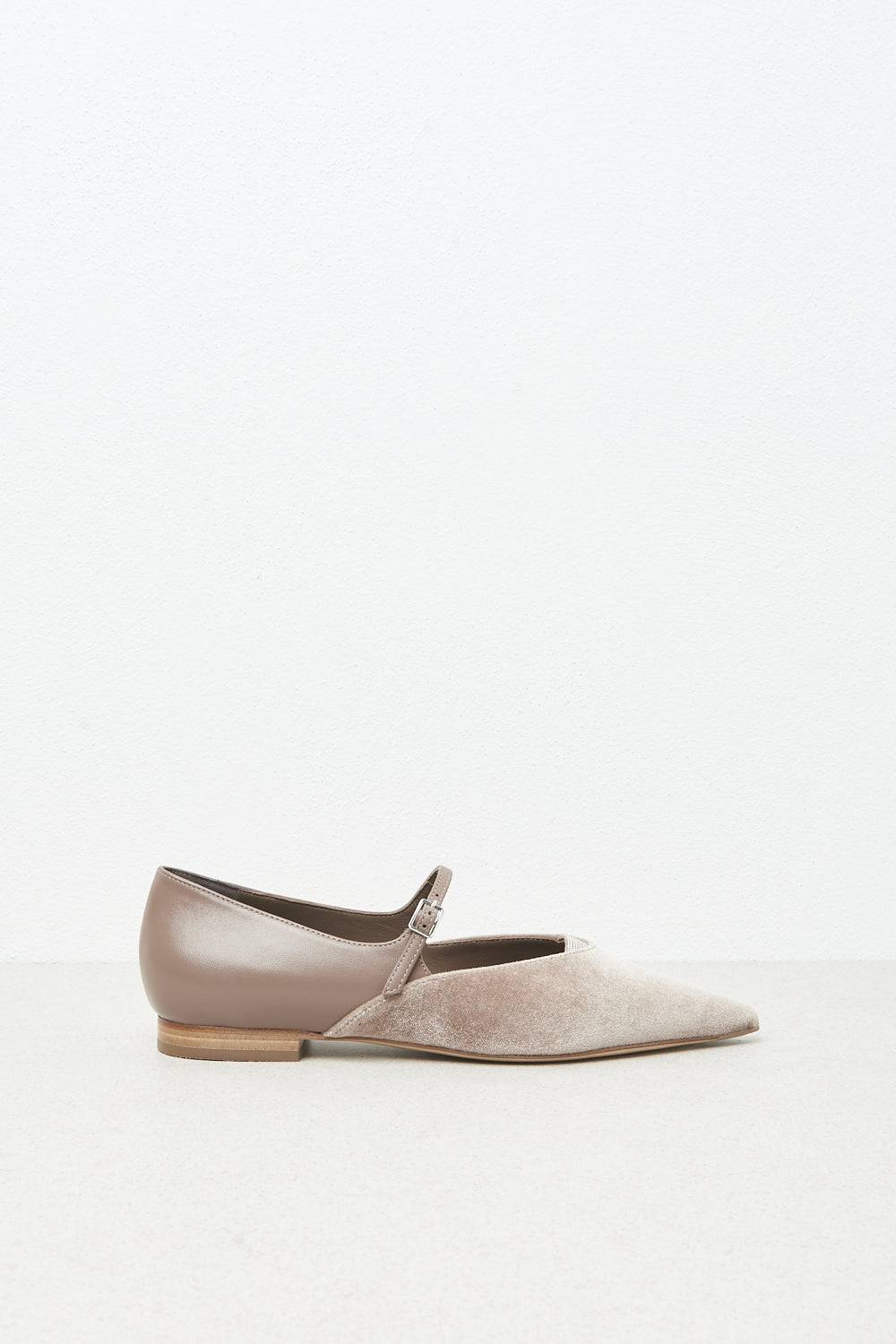 Peserico Ballerina flat in velluto e pelle Qualità