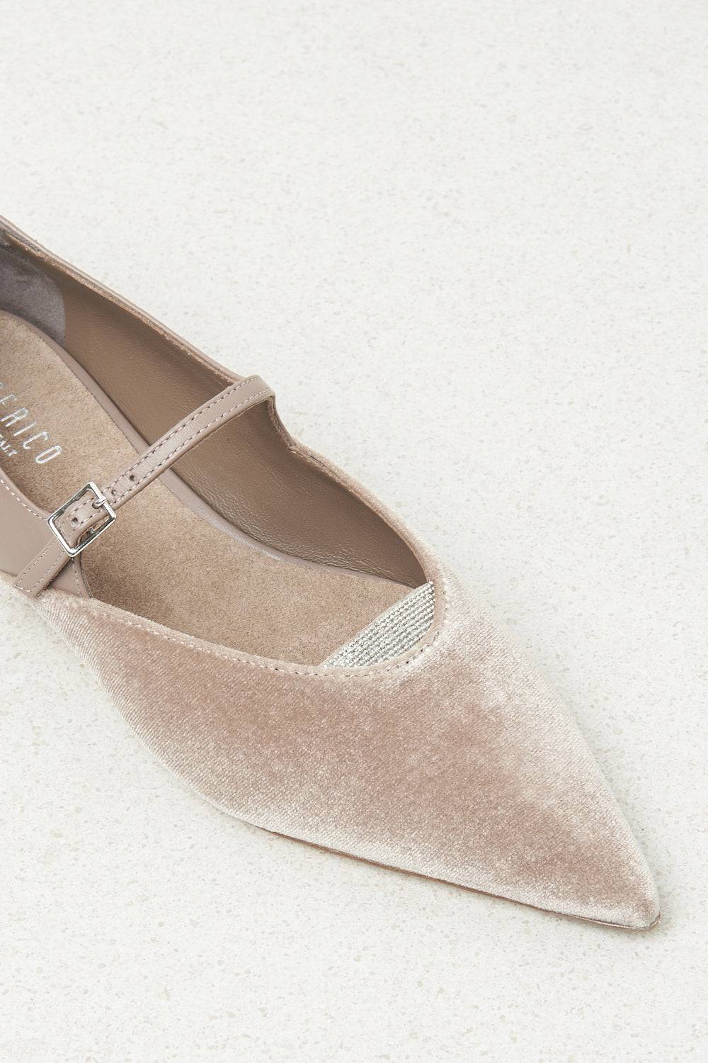 Peserico Ballerina flat in velluto e pelle Qualità