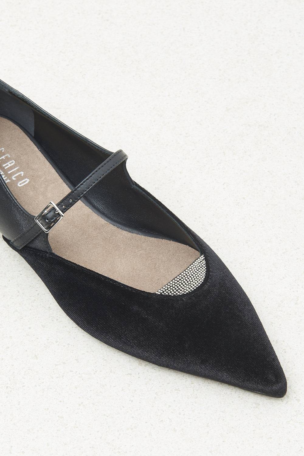 Peserico Ballerina flat in velluto e pelle Vendita