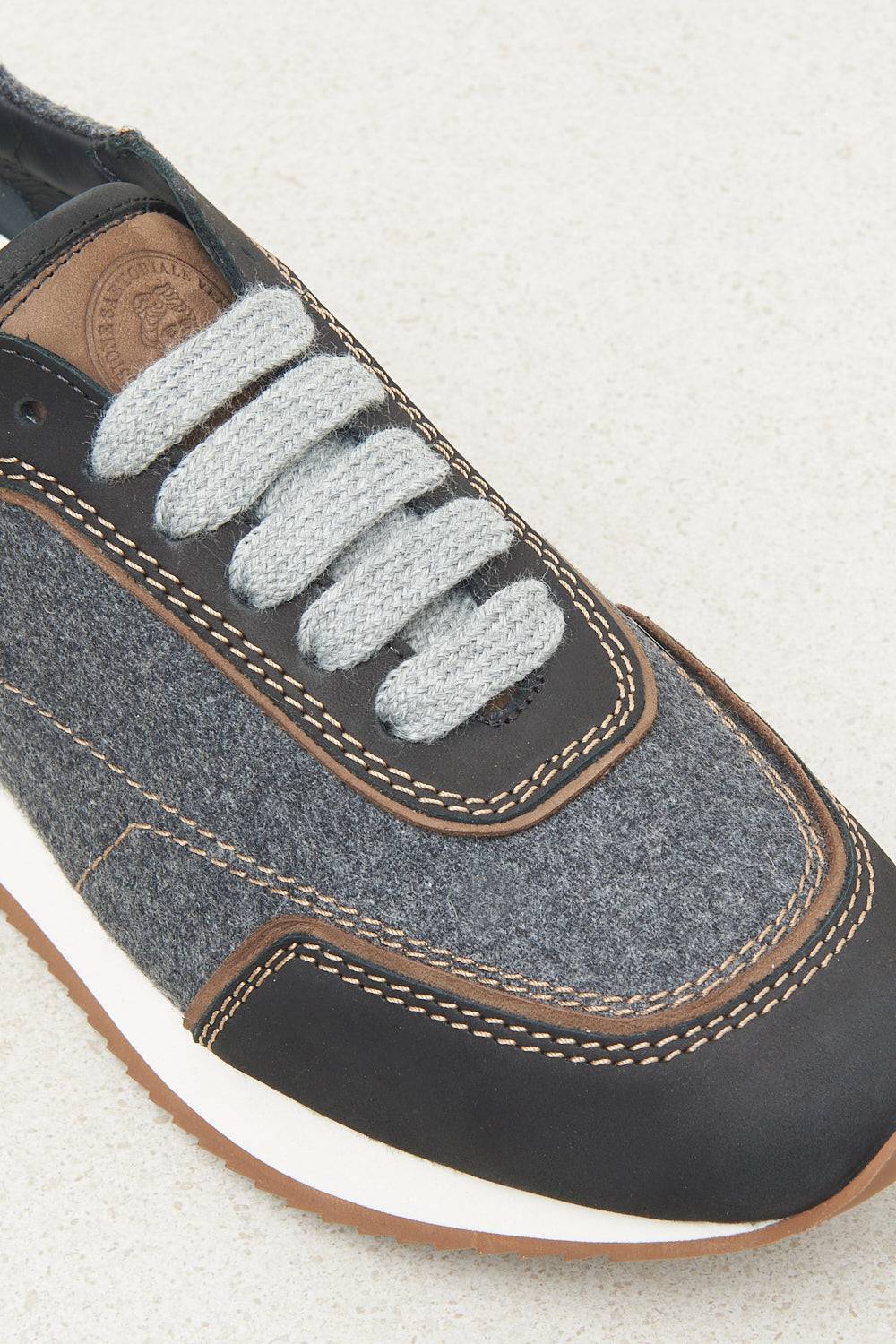 Peserico Sneakers vera pelle con feltro e lana Shopping Online