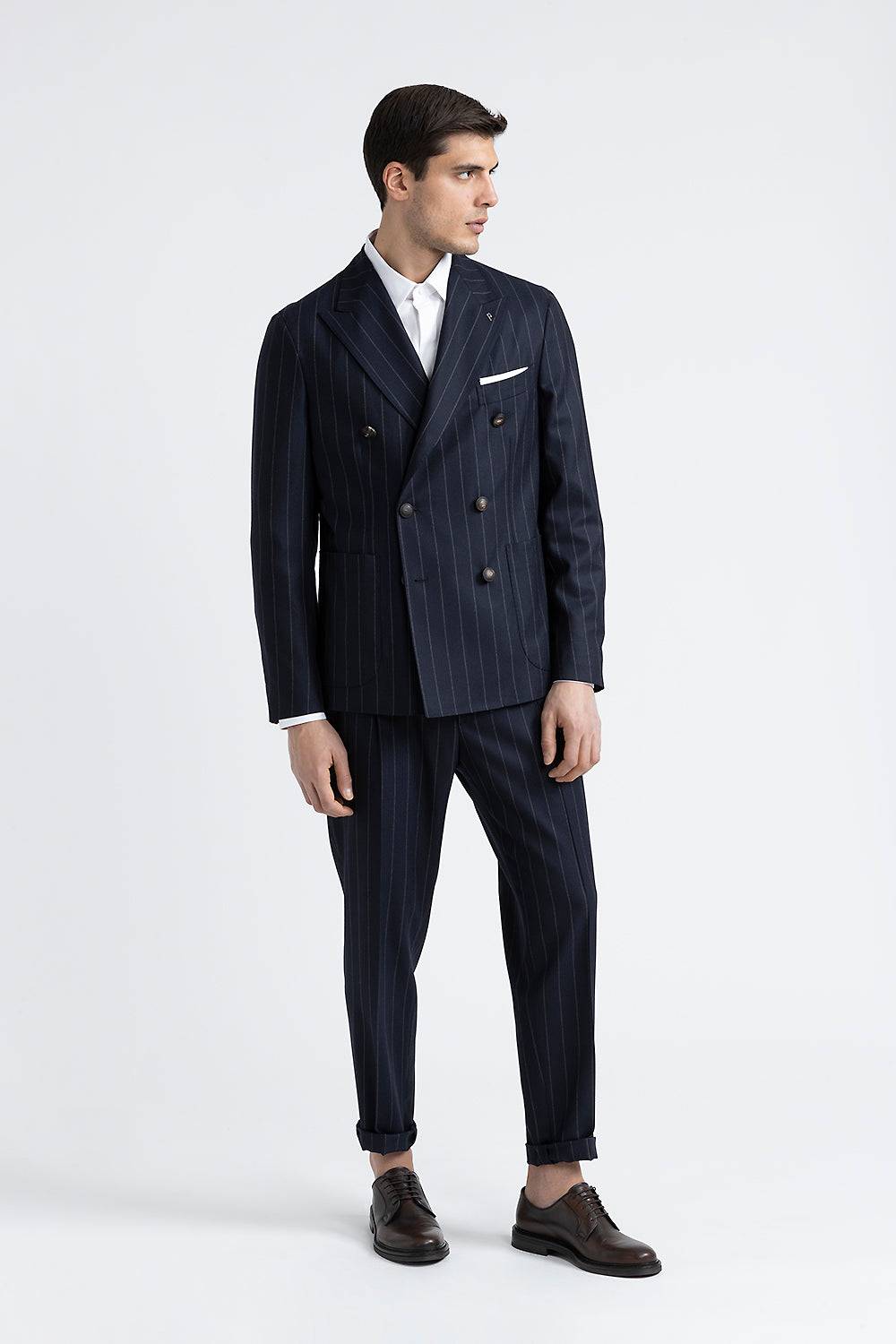 Peserico Blazer doppiopetto in lana gessata Offerta