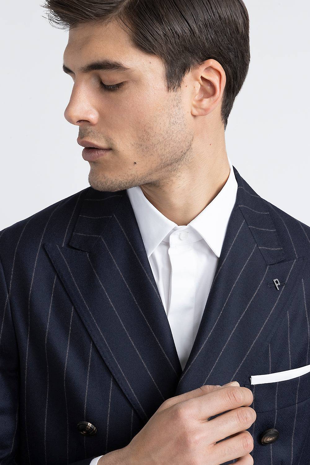 Peserico Blazer doppiopetto in lana gessata Offerta