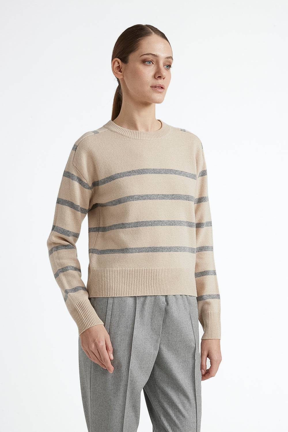 Peserico Maglia in lana e chashmere con righe in lurex Shopping Online