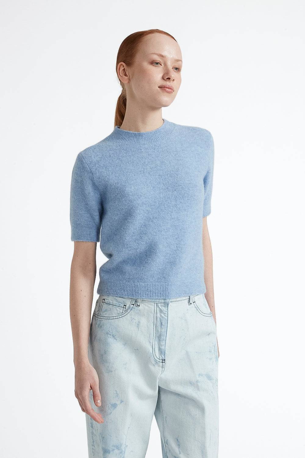 Peserico Maglia maniche corte in filato d'alpaca e lana stretch