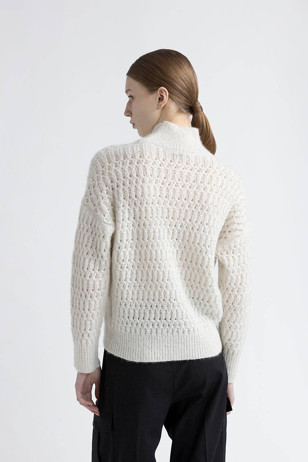 Peserico Maglia collo alto in lana d'alpaca intrecciata Offerta