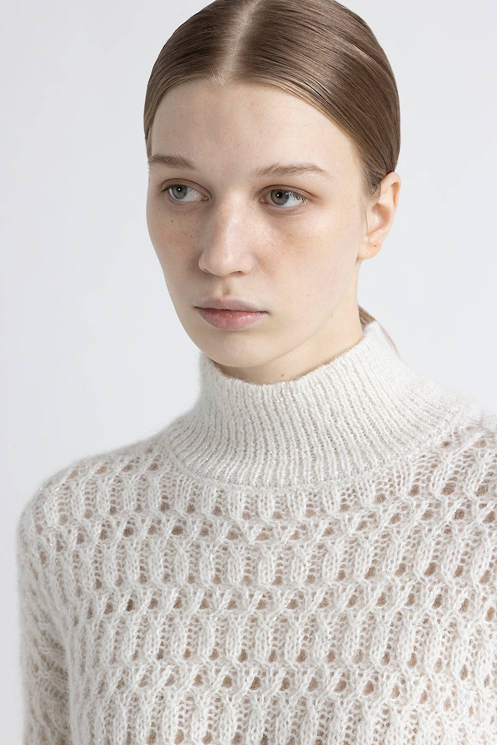 Peserico Maglia collo alto in lana d'alpaca intrecciata Offerta