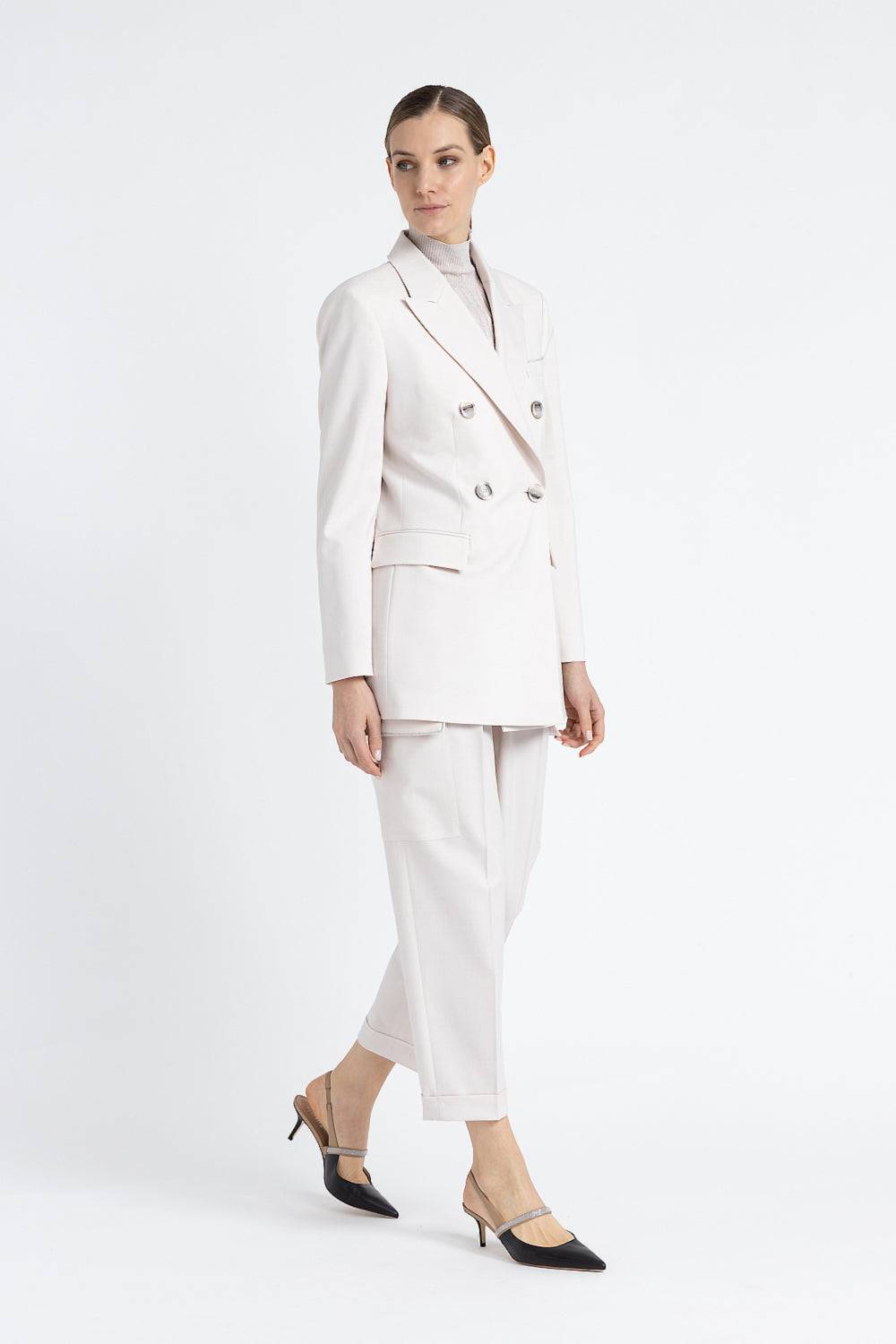 Peserico Blazer doppiopetto in twill di lana tecnica In Vendita