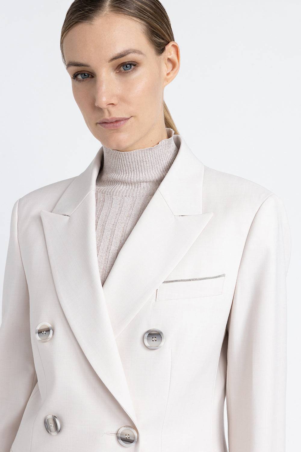 Peserico Blazer doppiopetto in twill di lana tecnica In Vendita