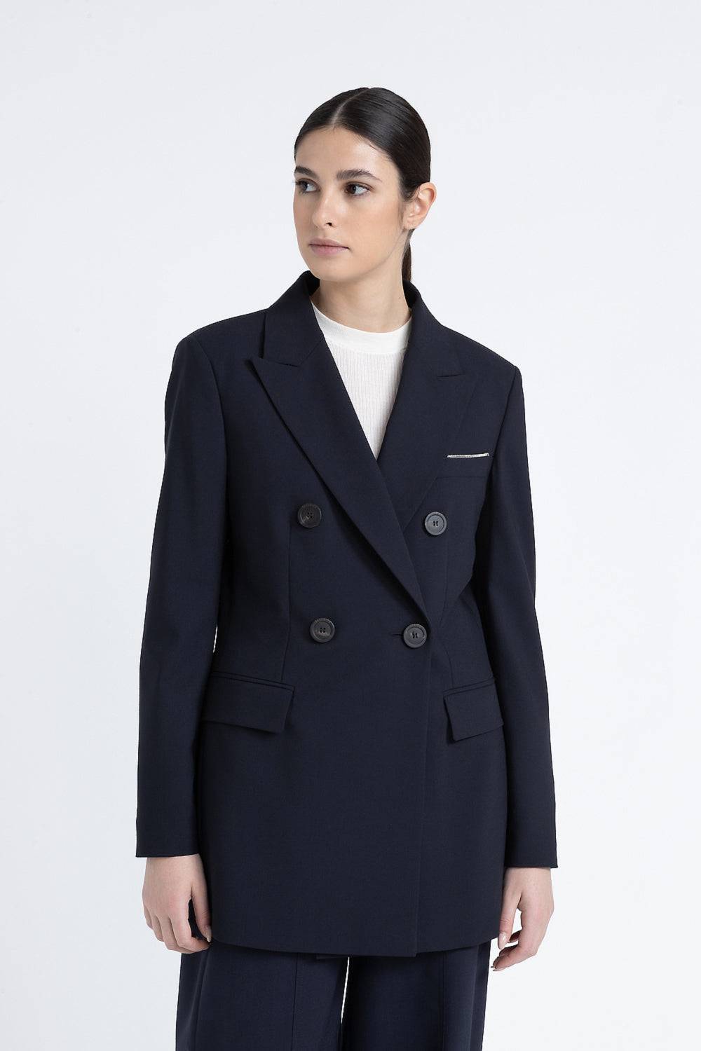 Peserico Blazer doppiopetto in lana tecnica