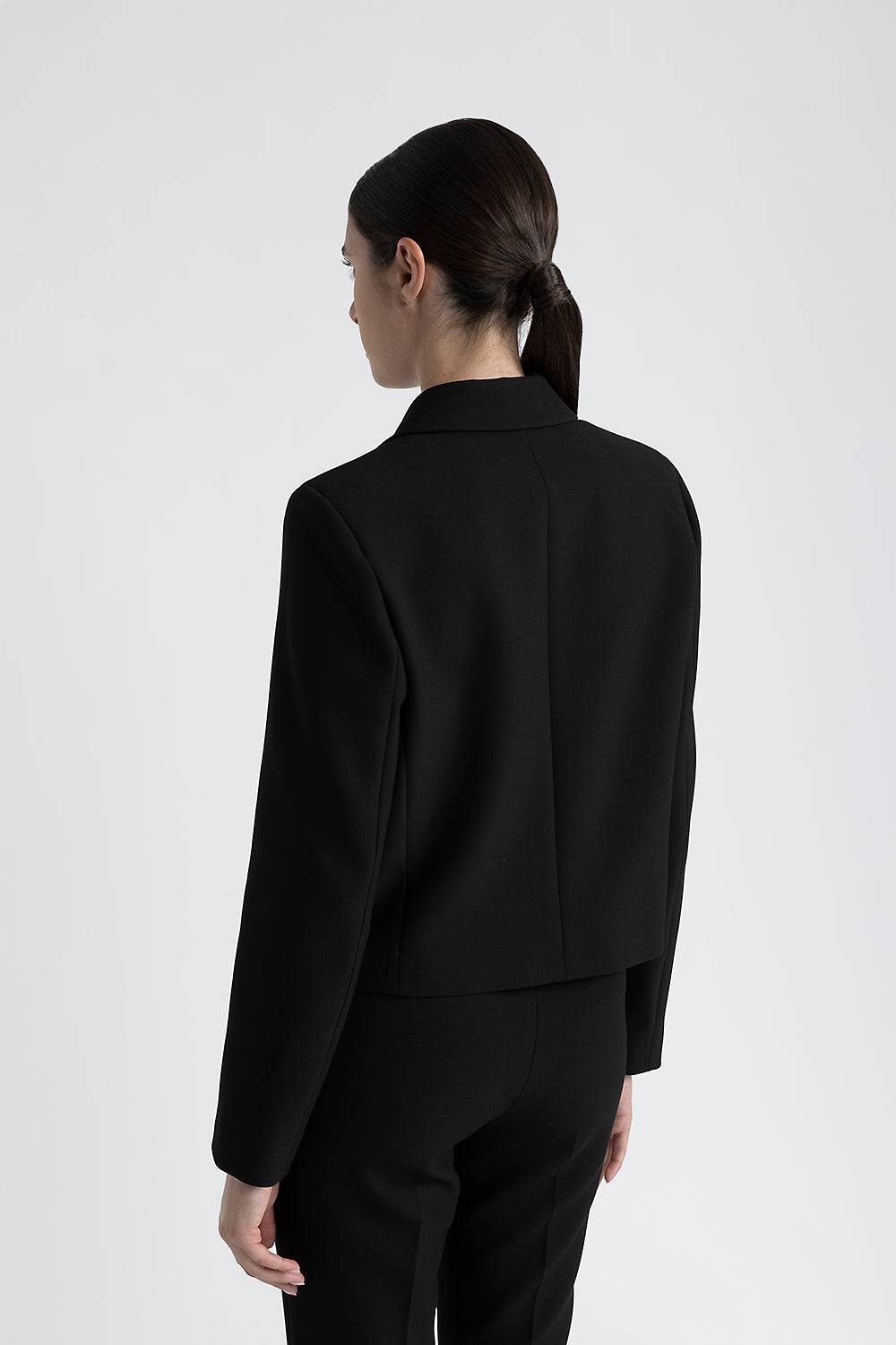 Peserico Blazer doppiopetto crop in viscosa e cotone Vendita Calda