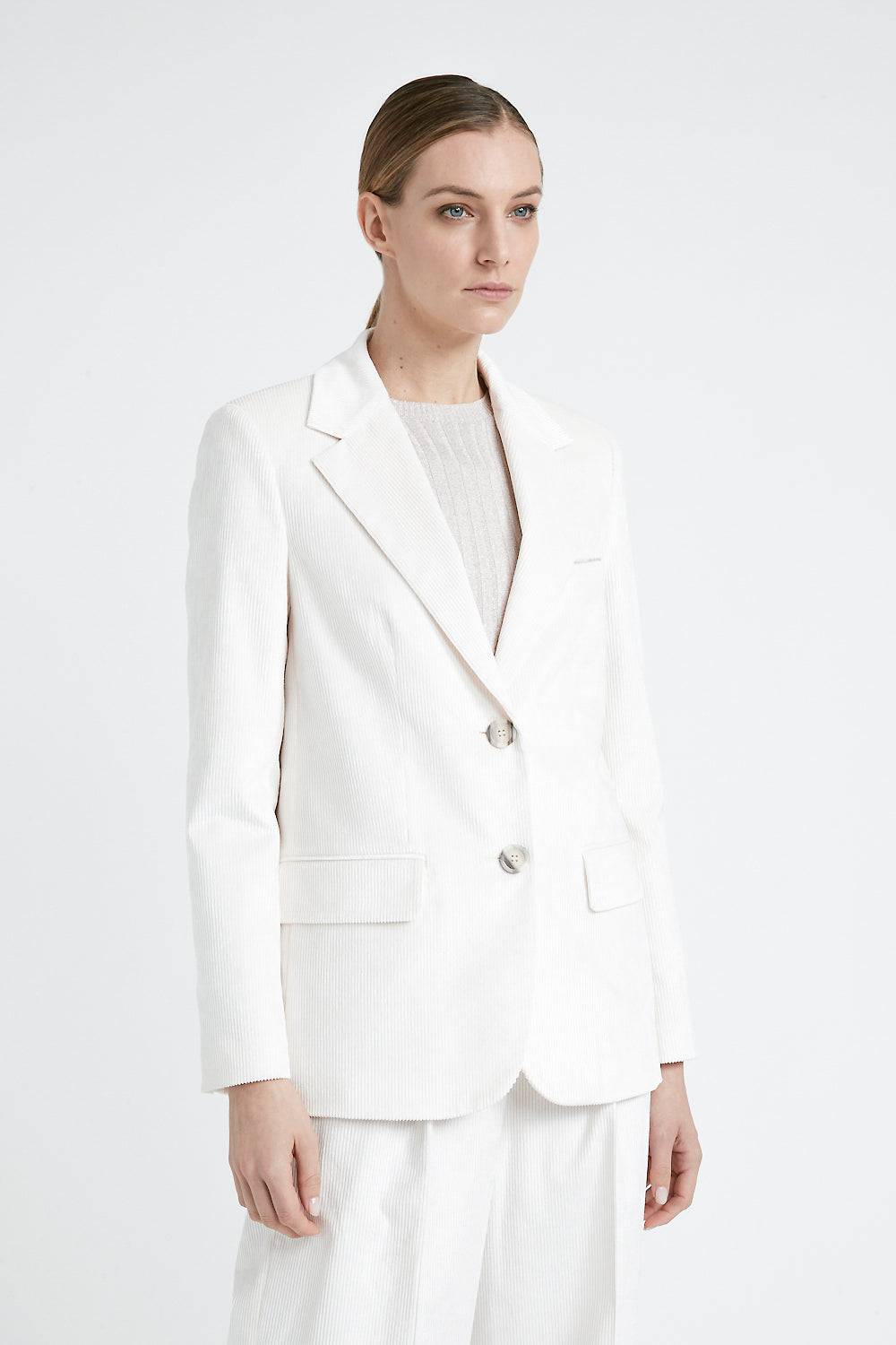Peserico Blazer monopetto in velluto 1000 righe di cotone e viscosa
