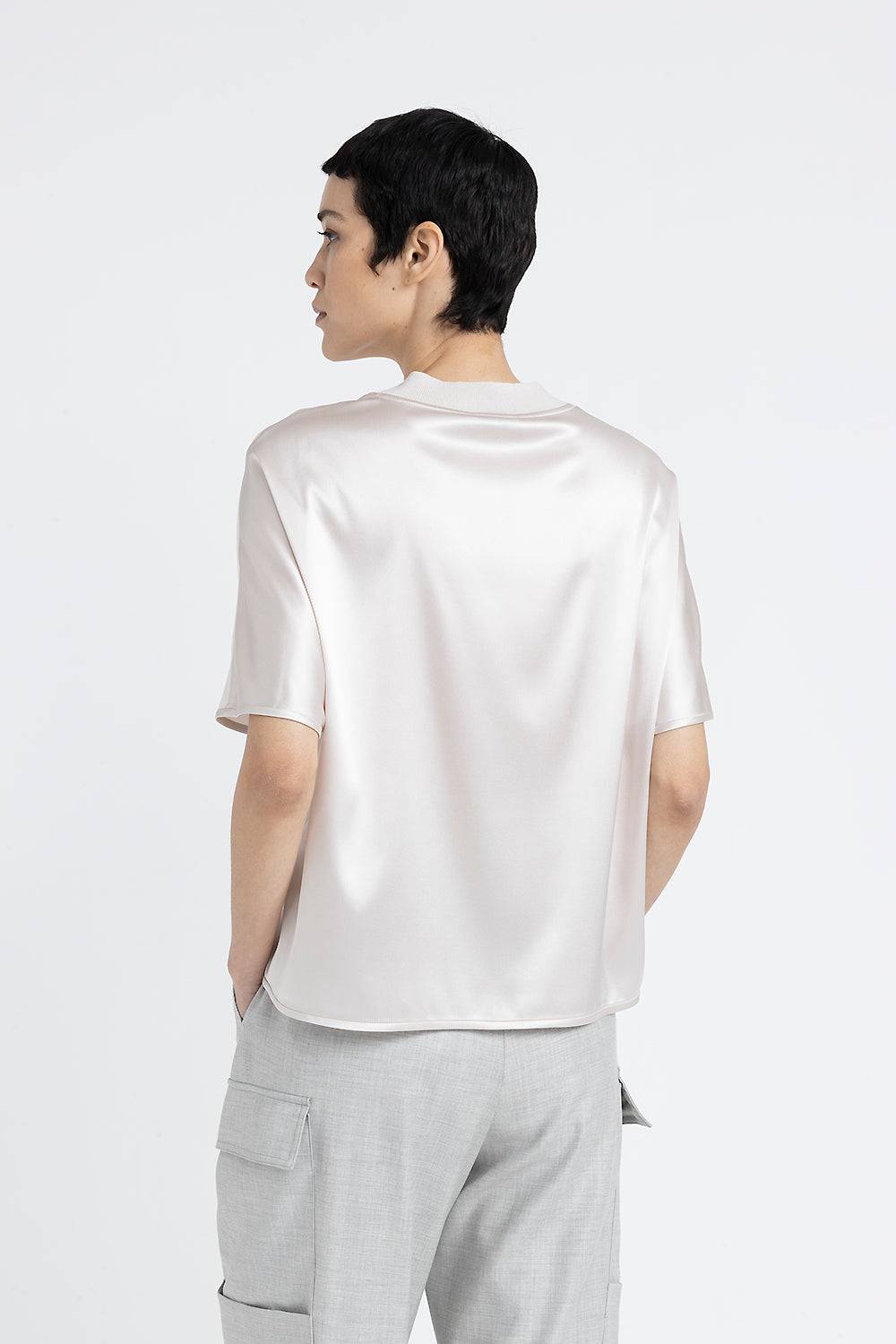Peserico T-shirt girocollo in raso di seta Moda