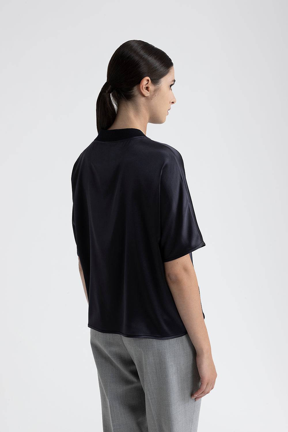 Peserico T-shirt girocollo in raso di seta Vendite Flash