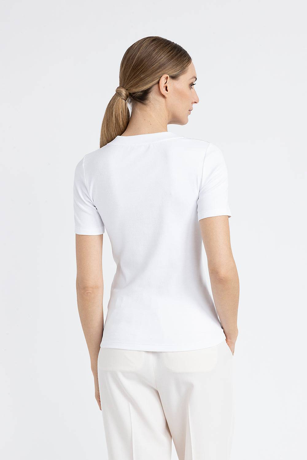 Peserico T-shirt in jersey con scollo a V in seta Negozio