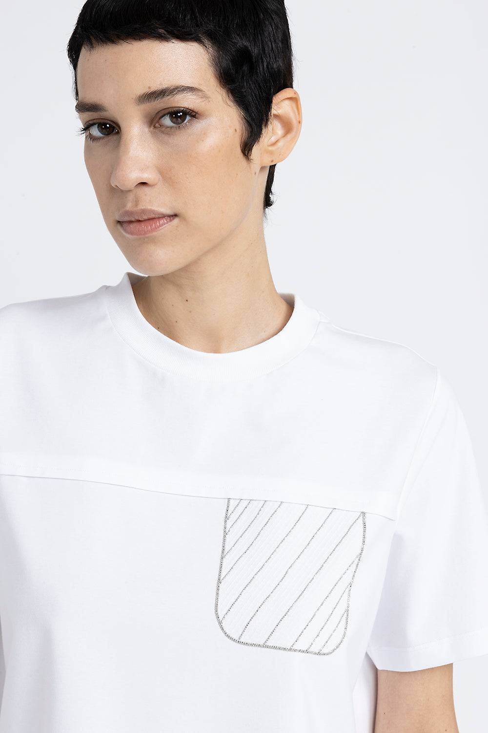 Peserico T-shirt in jersey di cotone con ricamo In Saldo