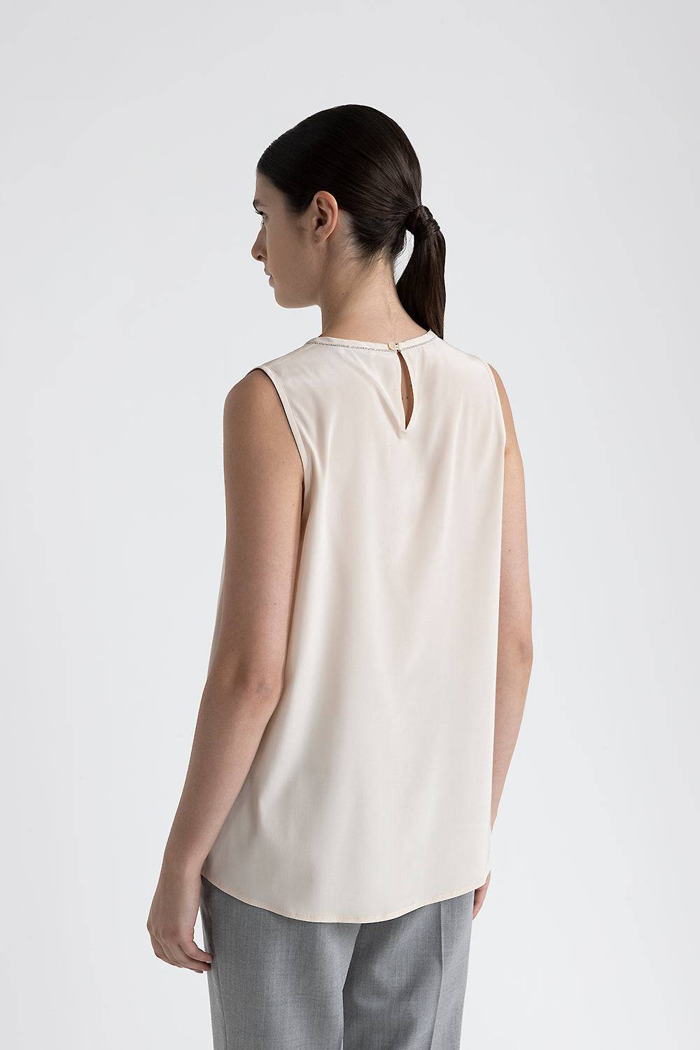 Peserico Top girocollo in crepe de chine di seta Italia