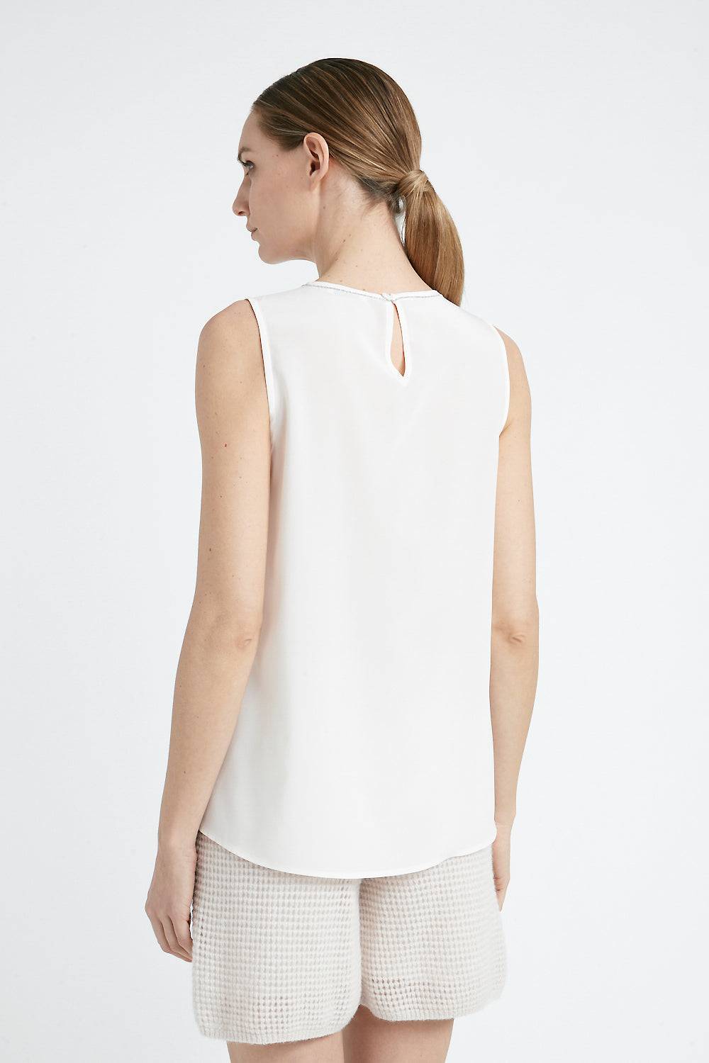 Peserico Top girocollo in crepe de chine di seta 2025