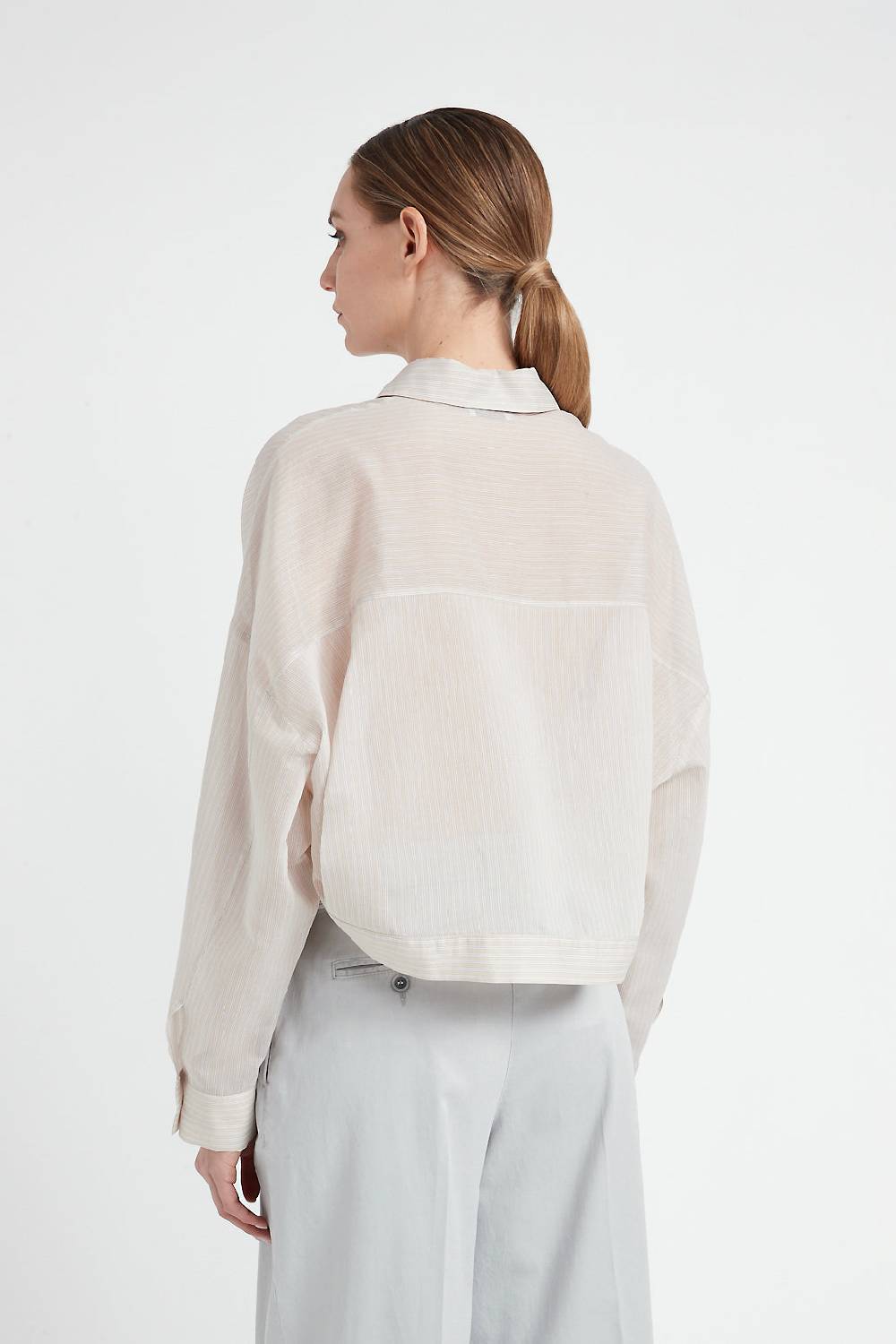 Peserico Camicia in organza rigata di cotone e seta Nuovo