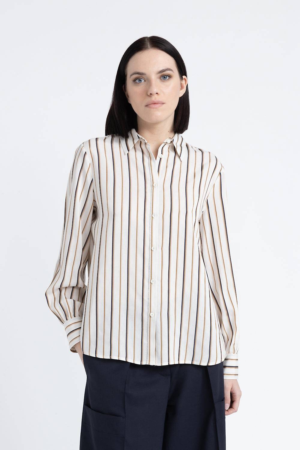 Peserico Camicia a righe in viscosa e seta