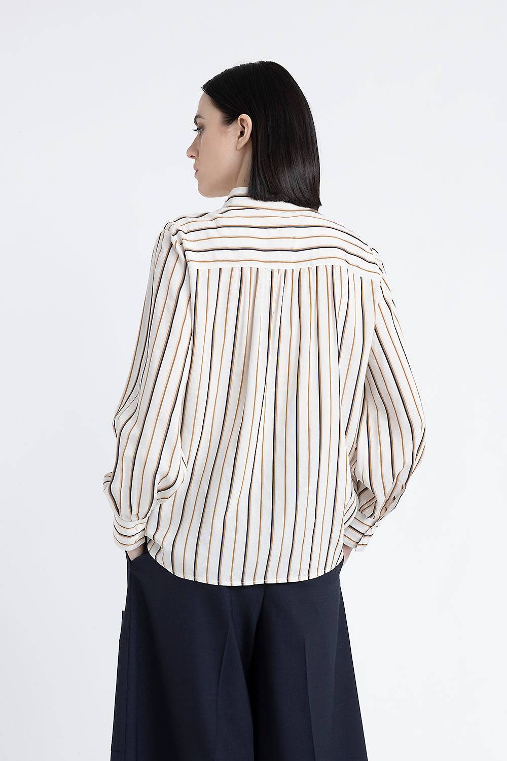 Peserico Camicia a righe in viscosa e seta Qualità