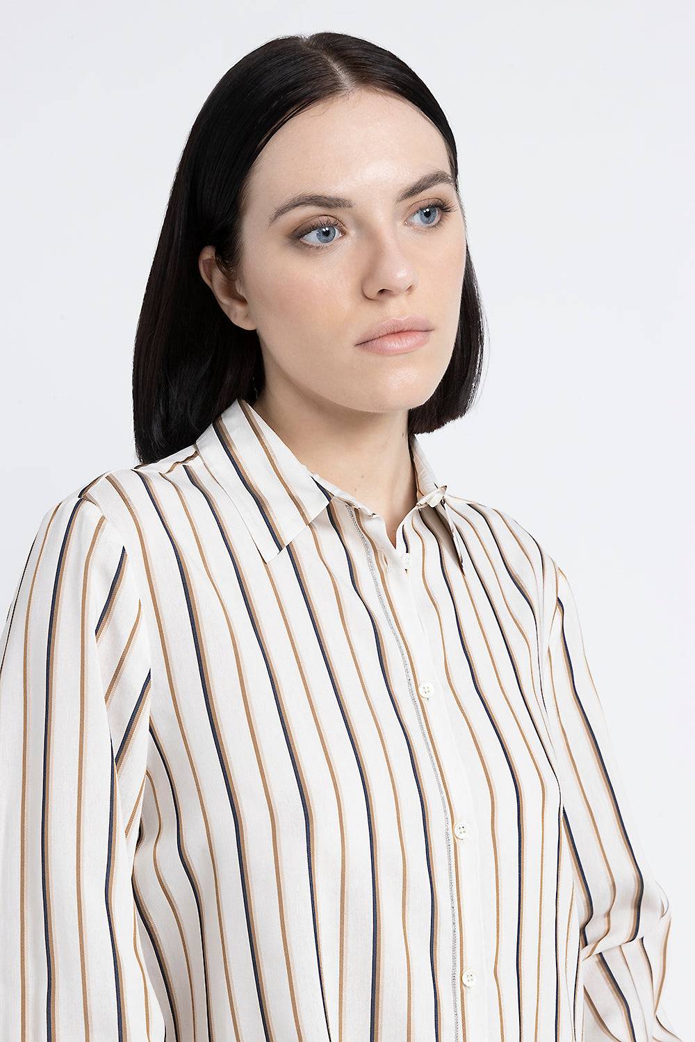 Peserico Camicia a righe in viscosa e seta Qualità