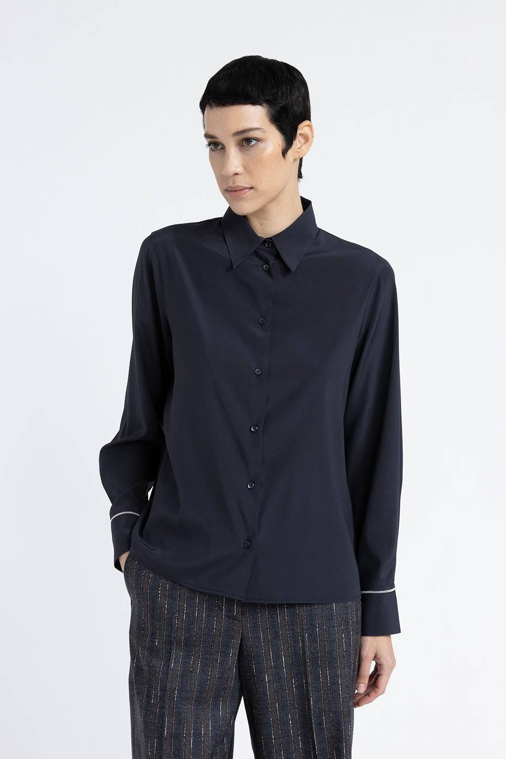Peserico Camicia in crepe de chine di seta stretch Spedizione Gratuita
