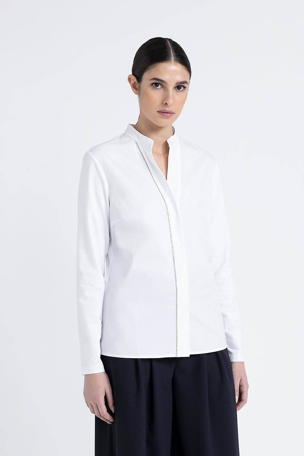 Peserico Camicia coreana in popeline e jersey di cotone