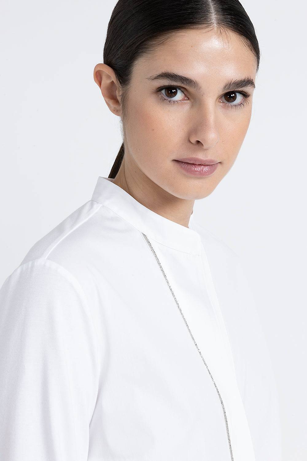 Peserico Camicia coreana in popeline e jersey di cotone Pezzi Unici