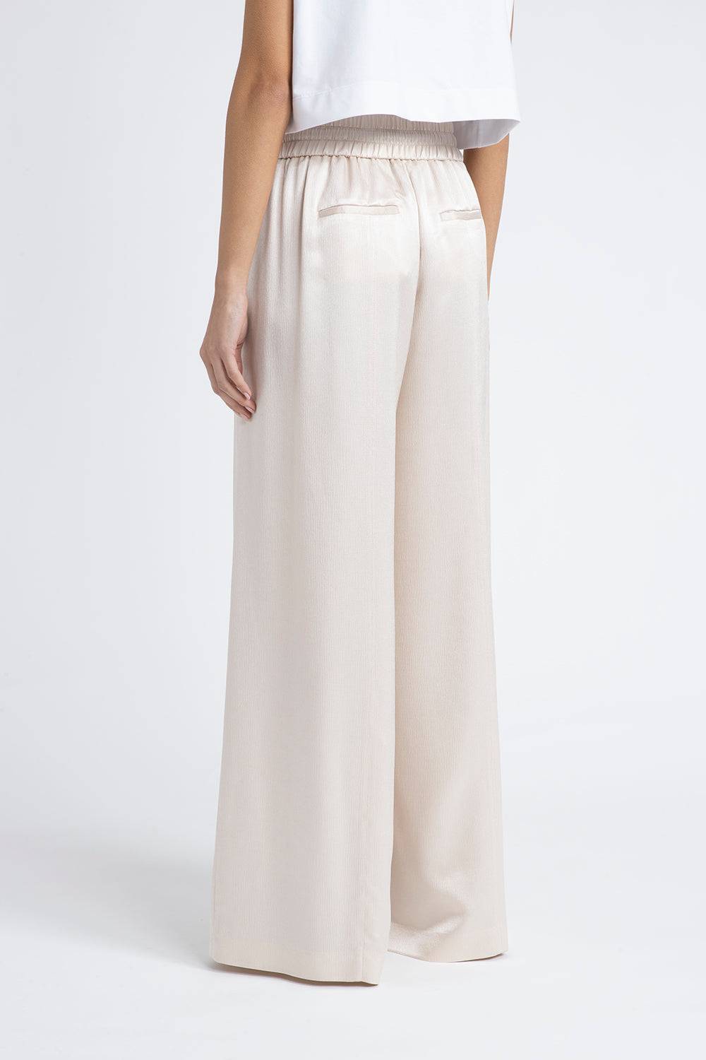 Peserico Pantalone wide semilucido in lana e viscosa Acquista Ora
