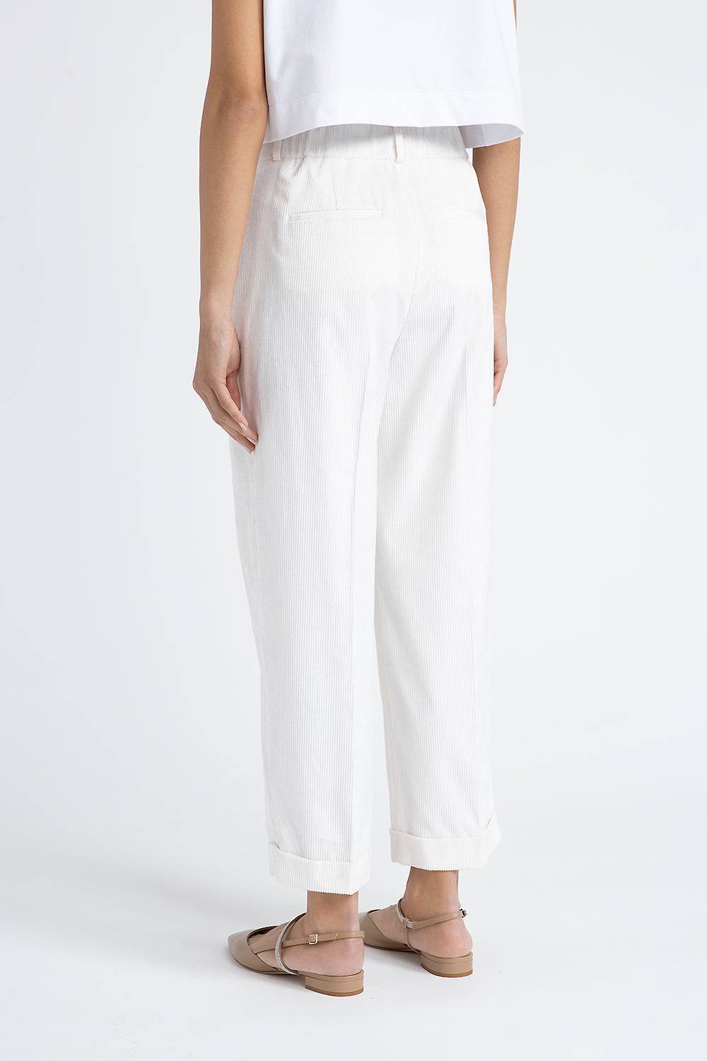 Peserico Pantalone carrot in velluto fluido 1000 righe Shopping Online