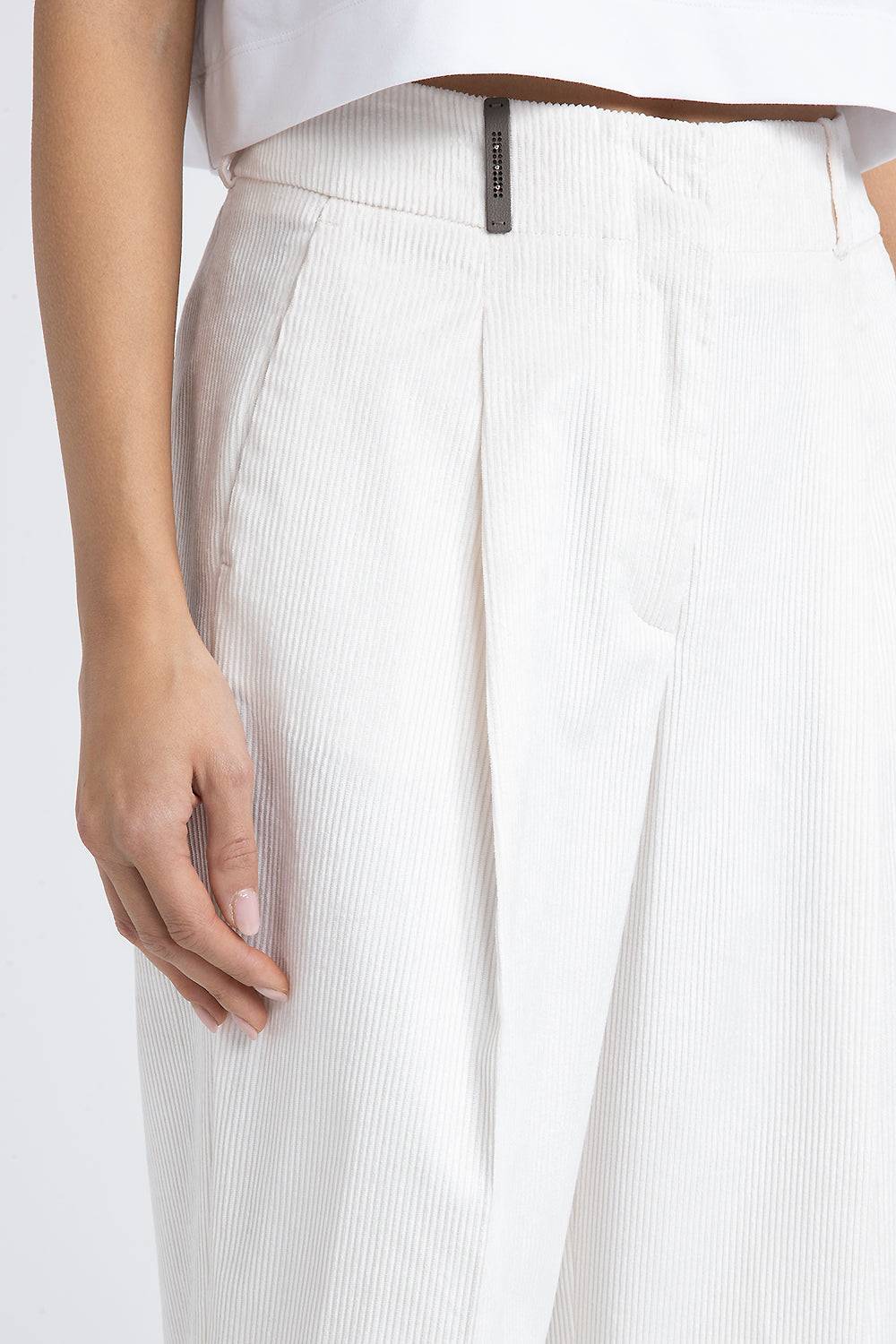 Peserico Pantalone carrot in velluto fluido 1000 righe Shopping Online