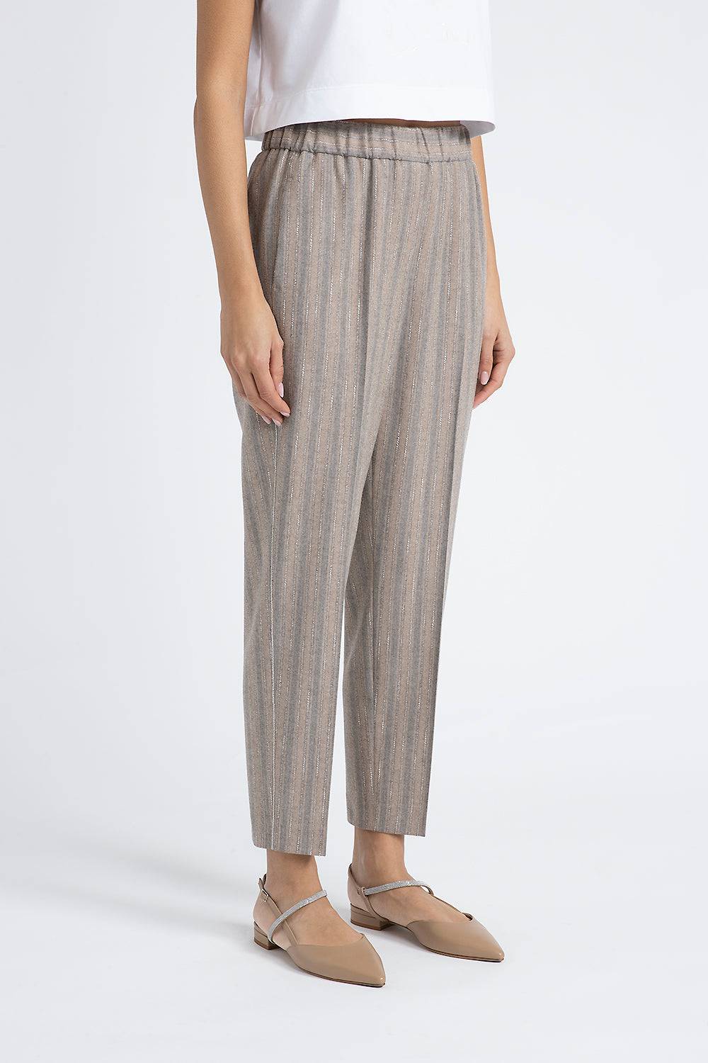 Peserico Pantalone con elastico in flanella di lana stretch