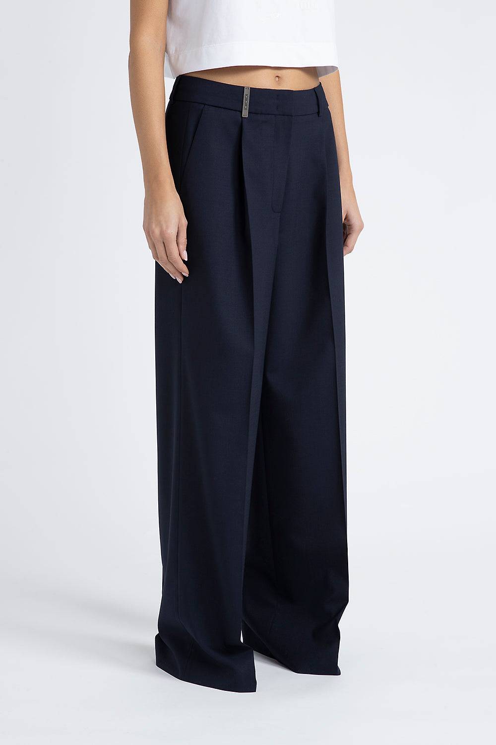 Peserico Pantalone palazzo in lana tecnica