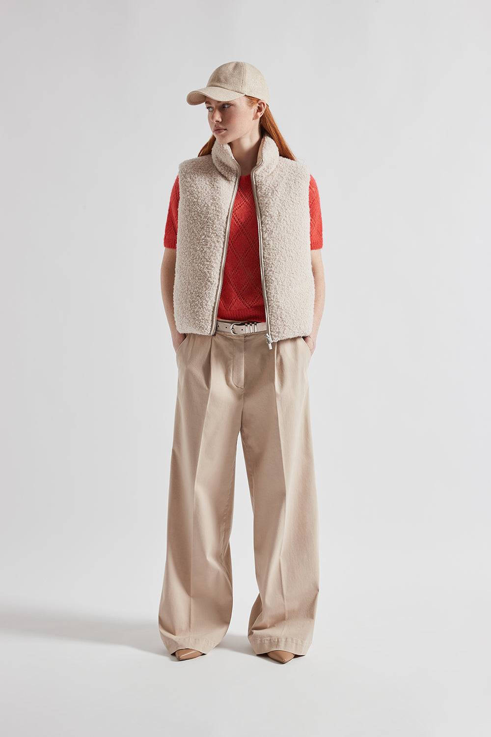 Peserico Pantalone gamba larga in gabardina di cotone Presa