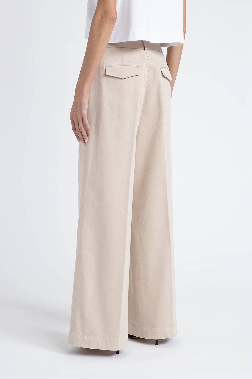 Peserico Pantalone gamba larga in gabardina di cotone Presa