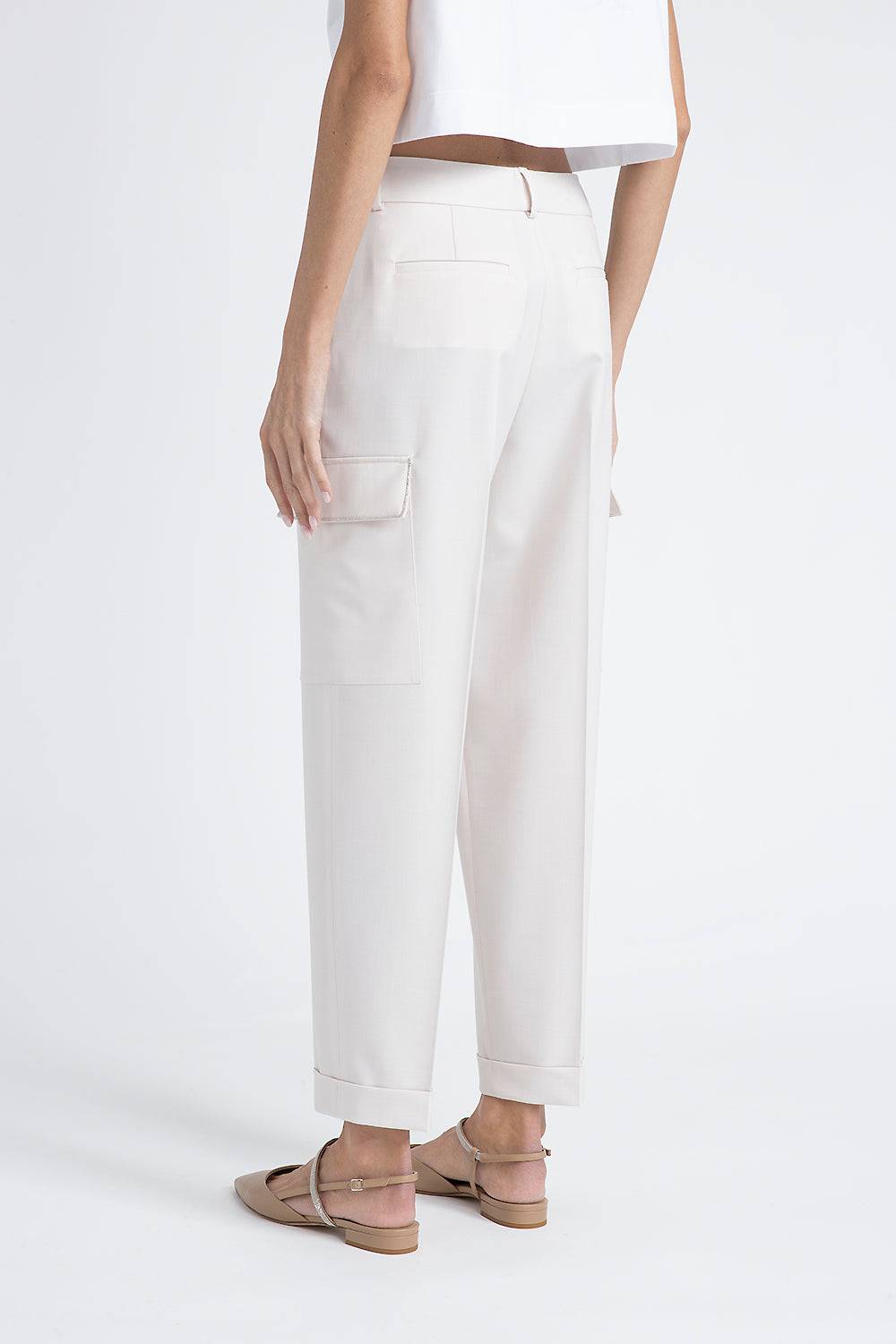 Peserico Pantalone carrot in twill di lana tecnica Sconto