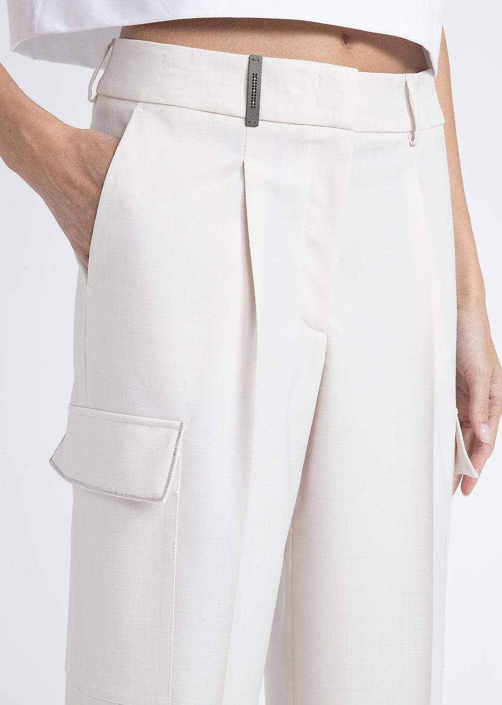 Peserico Pantalone carrot in twill di lana tecnica Sconto