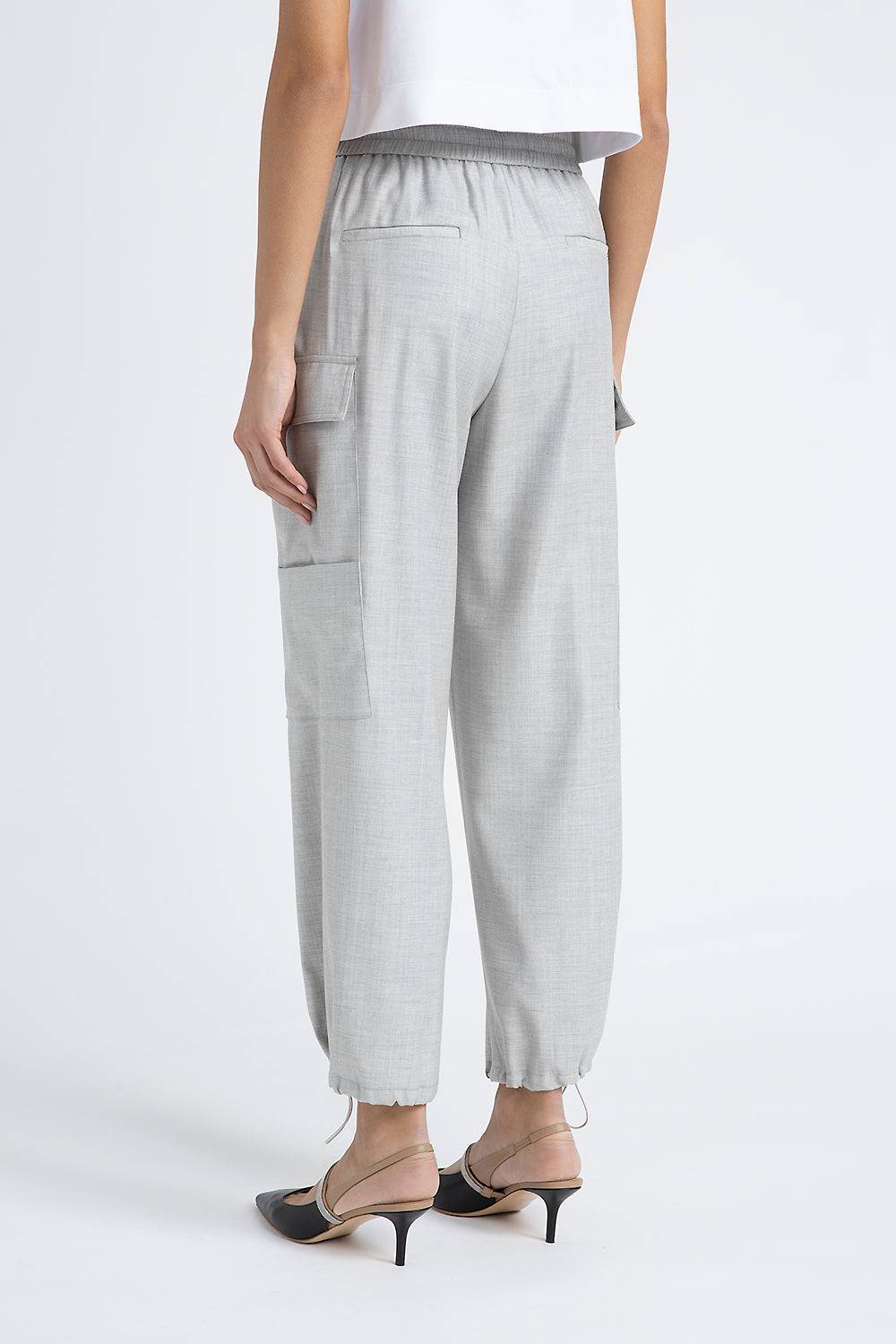 Peserico Pantalone baggy con tasche cargo in lana viscosa Economico